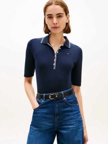 Tommy Hilfiger - Áo Polo Nữ Slim Fit Tipped Half Sleeve Polo Shirt