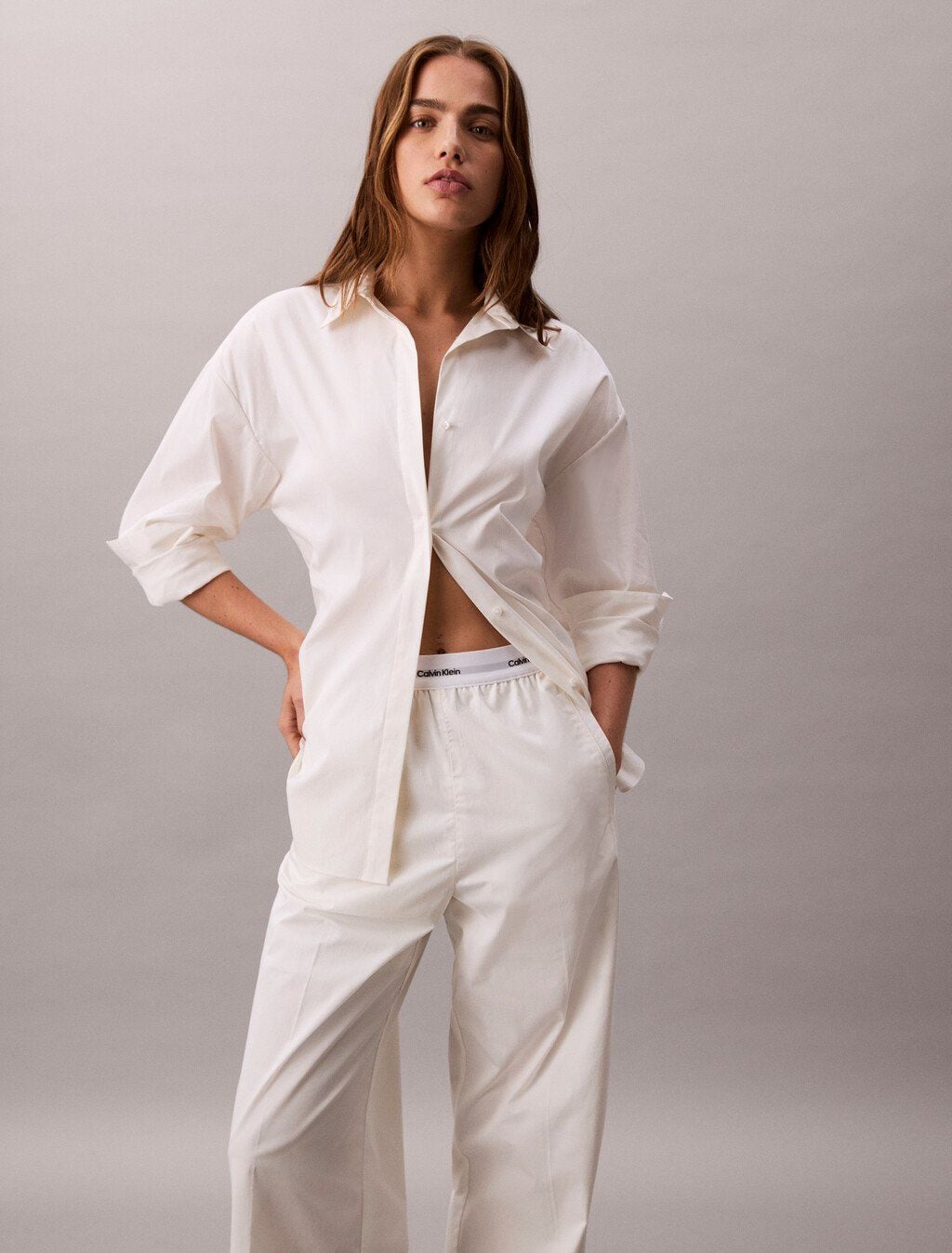 Calvin Klein - Quần dài nữ Cotton Relaxed Pants