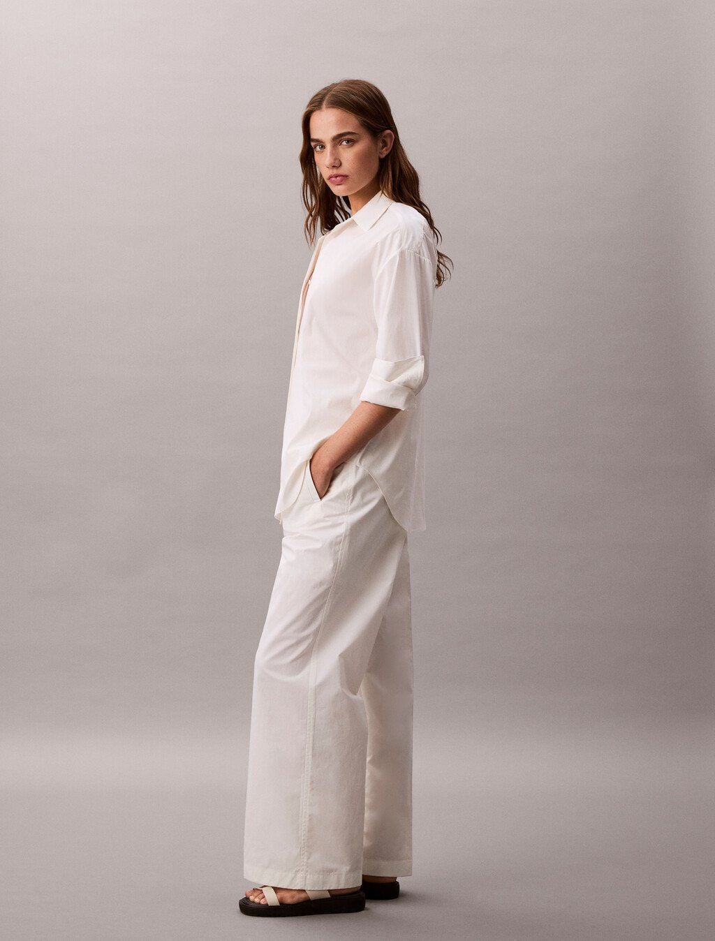 Calvin Klein - Quần dài nữ Cotton Relaxed Pants