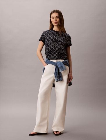 Calvin Klein - Áo Thun Tay Ngắn Nữ Classic Seasonal All Over Print Tee