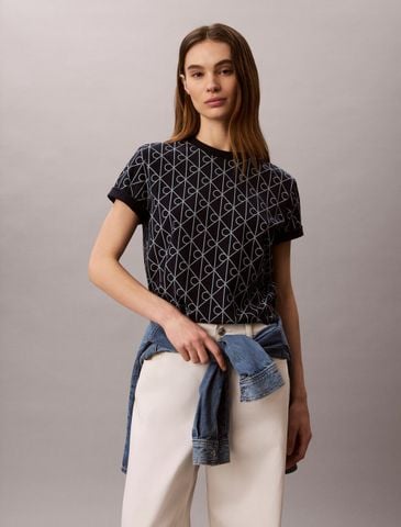 Calvin Klein - Áo Thun Tay Ngắn Nữ Classic Seasonal All Over Print Tee