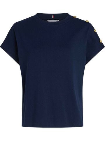 Tommy Hilfiger - Áo thun tay ngắn nữ Gold Button Slim Tee
