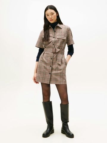 Tommy Hilfiger - Đầm nữ Check Relaxed Short Sleeve Mini Shirt Dress