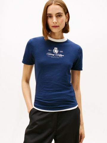 Tommy Hilfiger - Áo thun tay ngắn nữ Varsity Crest Slim Short Sleeve Tee