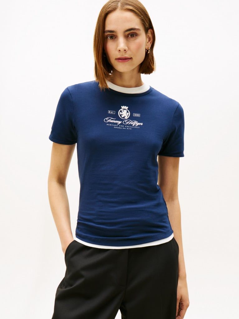 Tommy Hilfiger - Áo thun tay ngắn nữ Varsity Crest Slim Short Sleeve Tee