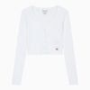 Calvin Klein - Áo Cardigan Nữ Long Sleeve Woven Label 2x2 Baby Rib