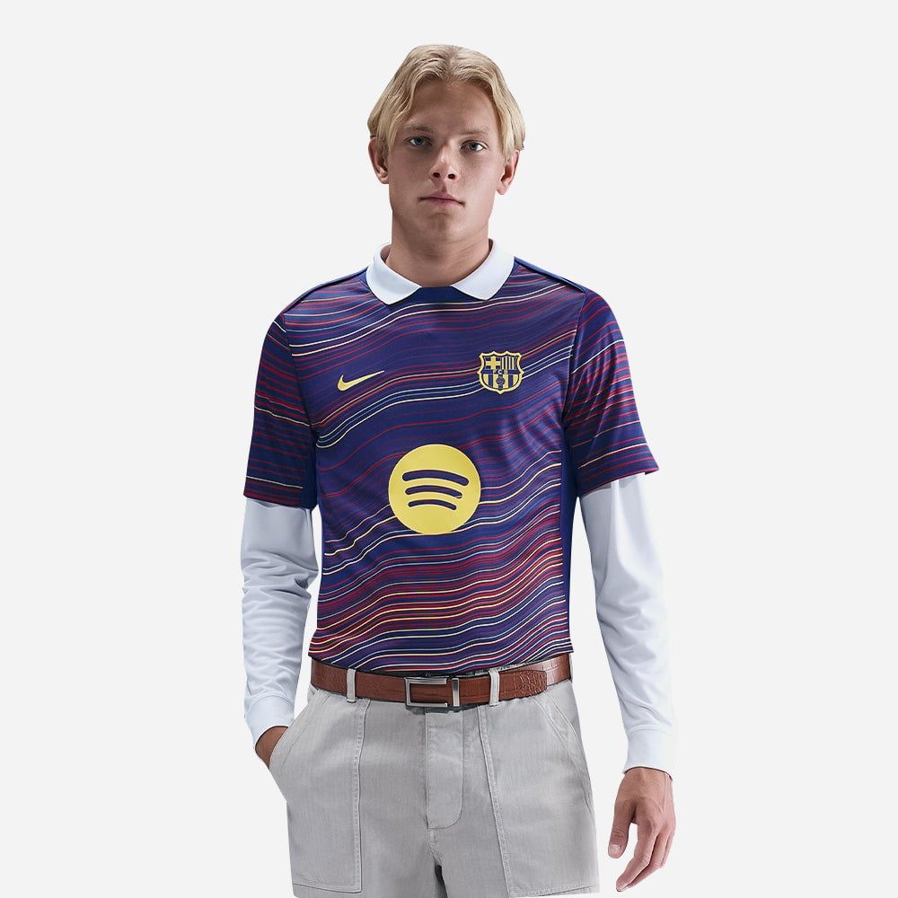 Nike - Áo đá banh Nam Men's F.C. Barcelona Academy Pro Home Pre-Match Football Jersey - Navy