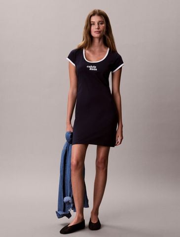 Calvin Klein - Đầm Tay Ngắn Nữ Cotton Stretch Logo T-Shirt Dress - 3