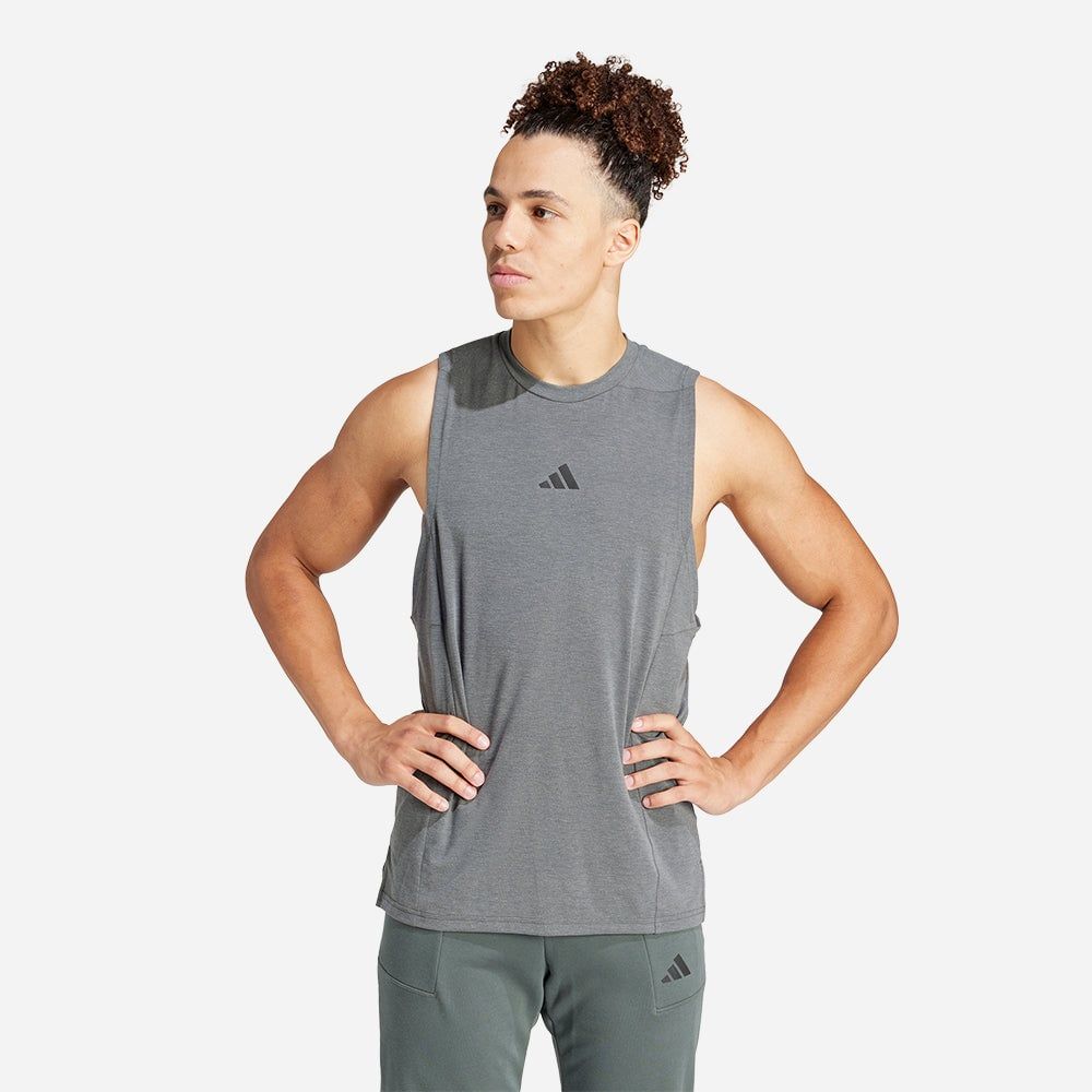 adidas - Áo thun ba lỗ Nam Men's Adidas Designed For Training Tank Top - Gray