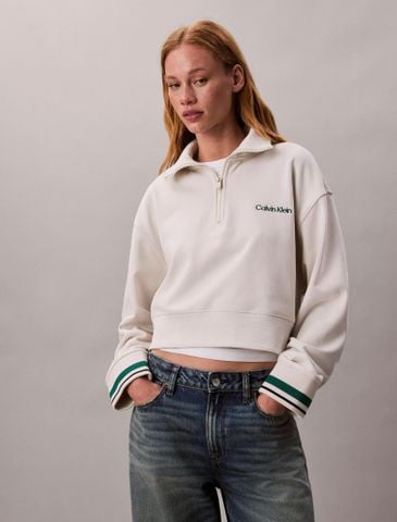 Calvin Klein - Áo nỉ thể thao nữ French Terry Quarter Zip Sweatshirt
