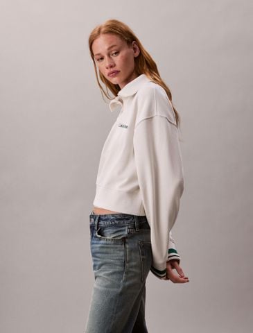 Calvin Klein - Áo nỉ thể thao nữ French Terry Quarter Zip Sweatshirt - 2