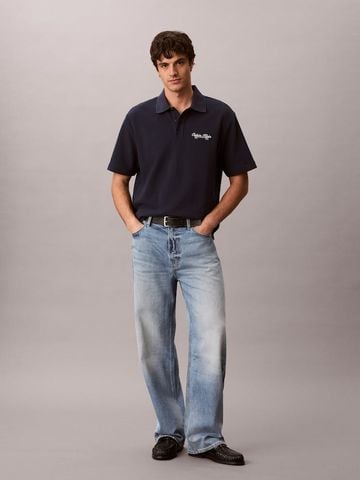 Calvin Klein - Áo Thun Có Cổ Nam Script Logo Graphic Pique Relaxed Polo Shirt