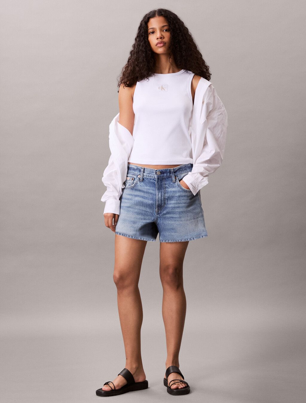 Calvin Klein - Áo ba lỗ nữ Cotton Stretch Rib Tank Top