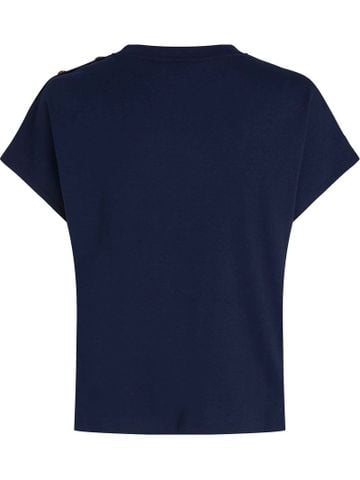 Tommy Hilfiger - Áo thun tay ngắn nữ Gold Button Slim Tee