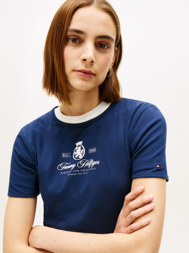 Tommy Hilfiger - Áo thun tay ngắn nữ Varsity Crest Slim Short Sleeve Tee