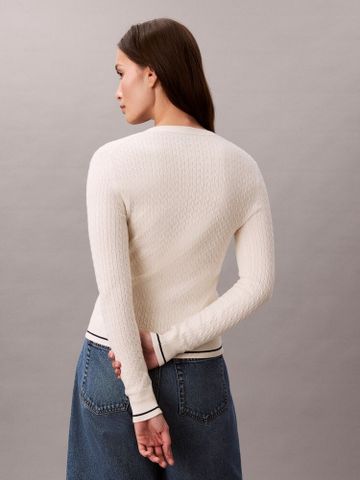 Calvin Klein - Áo Cardigan Nữ Woven Monologo Cable Cardigan