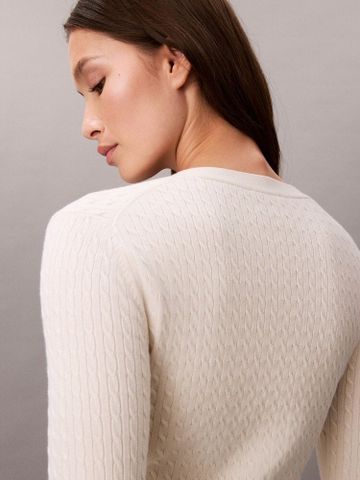 Calvin Klein - Áo Cardigan Nữ Woven Monologo Cable Cardigan