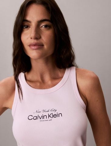 Calvin Klein - Áo Thun Ba Lỗ Nữ Slim Ribbed Cotton Tank Top