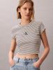 Calvin Klein - Áo Thun Tay Ngắn Nữ Striped Monologo Baby Rib Tee