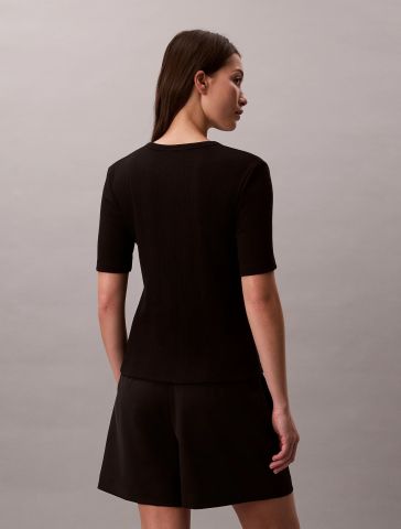 Calvin Klein - Áo Thun Tay Ngắn Nữ CK Variegated Rib Nano Logo