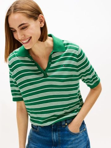 Tommy Hilfiger - Áo Thun Có Cổ Nữ Merino Silk Short Sleeve Polo Neck Sweater