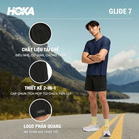 Hoka - Quần Ngắn Chạy Bộ Nam Glide 7 Short 2In1