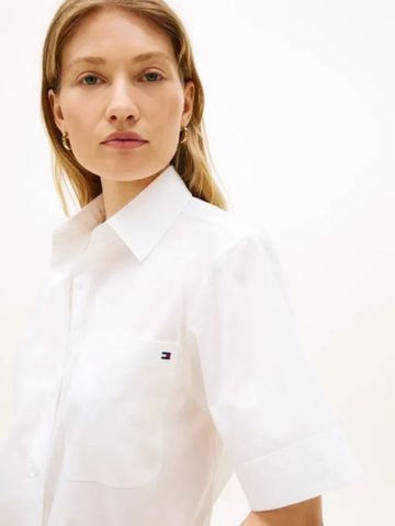 Tommy Hilfiger - Áo Sơ Mi Tay Ngắn Nữ Essential Poplin Short Sleeve Shirt