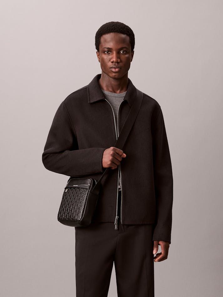 Calvin Klein - Túi đeo chéo nam Embossed Allover Monogram Reporter Bag
