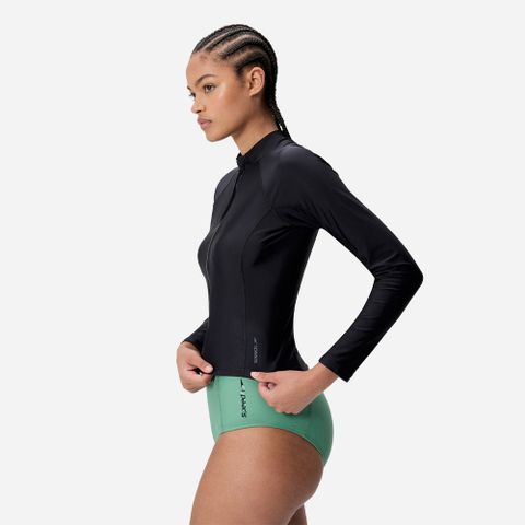 Speedo - Áo Rashguard Nữ Long Sleeve Solid Zip Rash Guard