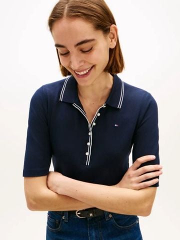 Tommy Hilfiger - Áo Polo Nữ Slim Fit Tipped Half Sleeve Polo Shirt