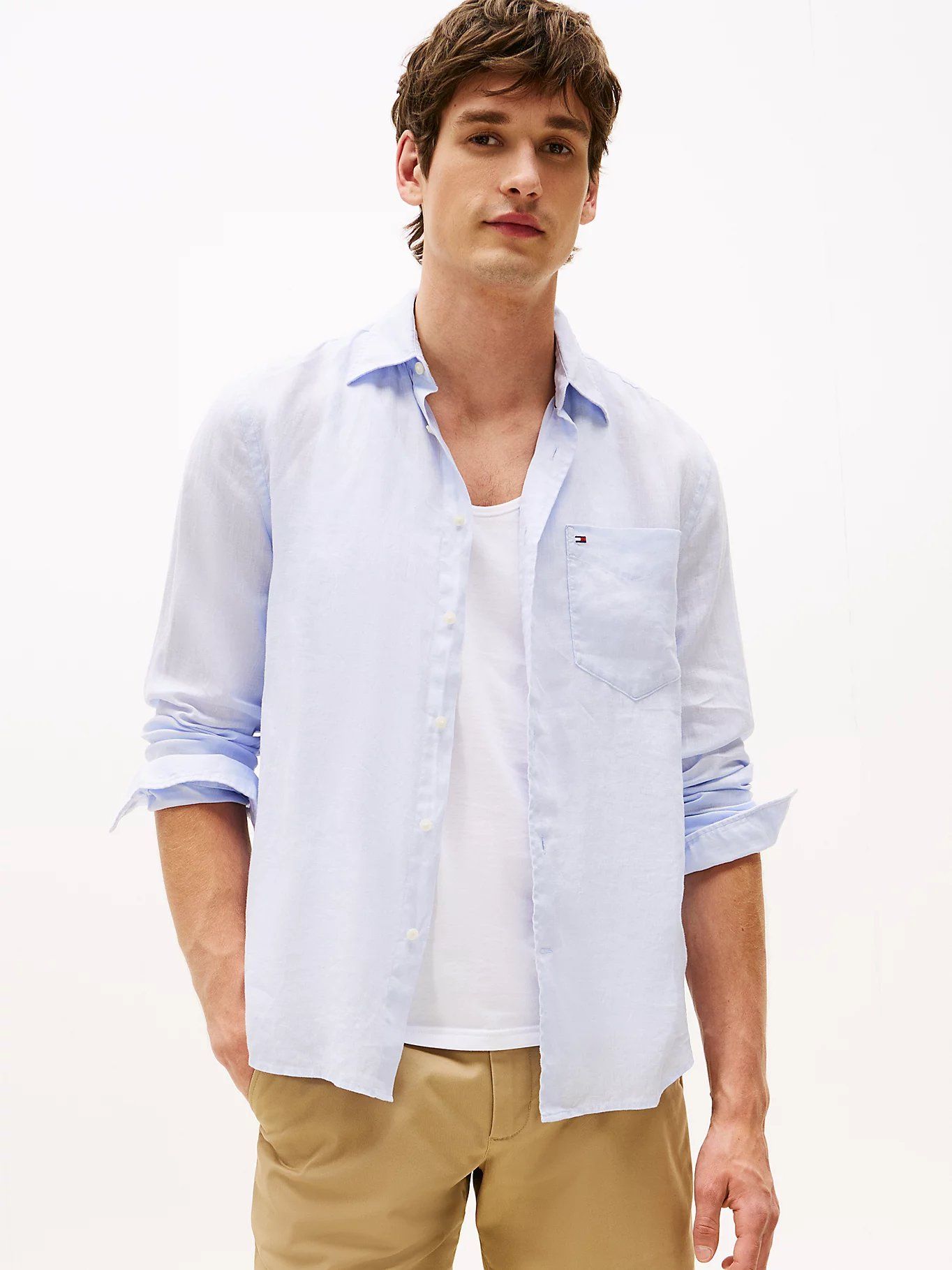 Tommy Hilfiger - Áo sơ mi tay dài nam Pure Linen Regular Fit Semi-Spread Collar Shirt