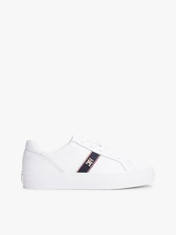 Tommy Hilfiger - Giày nữ Leather TH Monogram Plaque Trainers