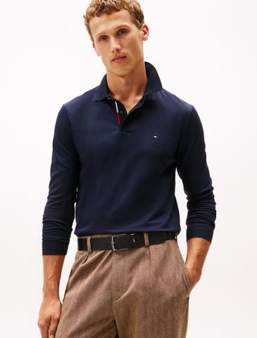 Tommy Hilfiger - Áo polo tay dài nam Mercerized Jacquard Polo