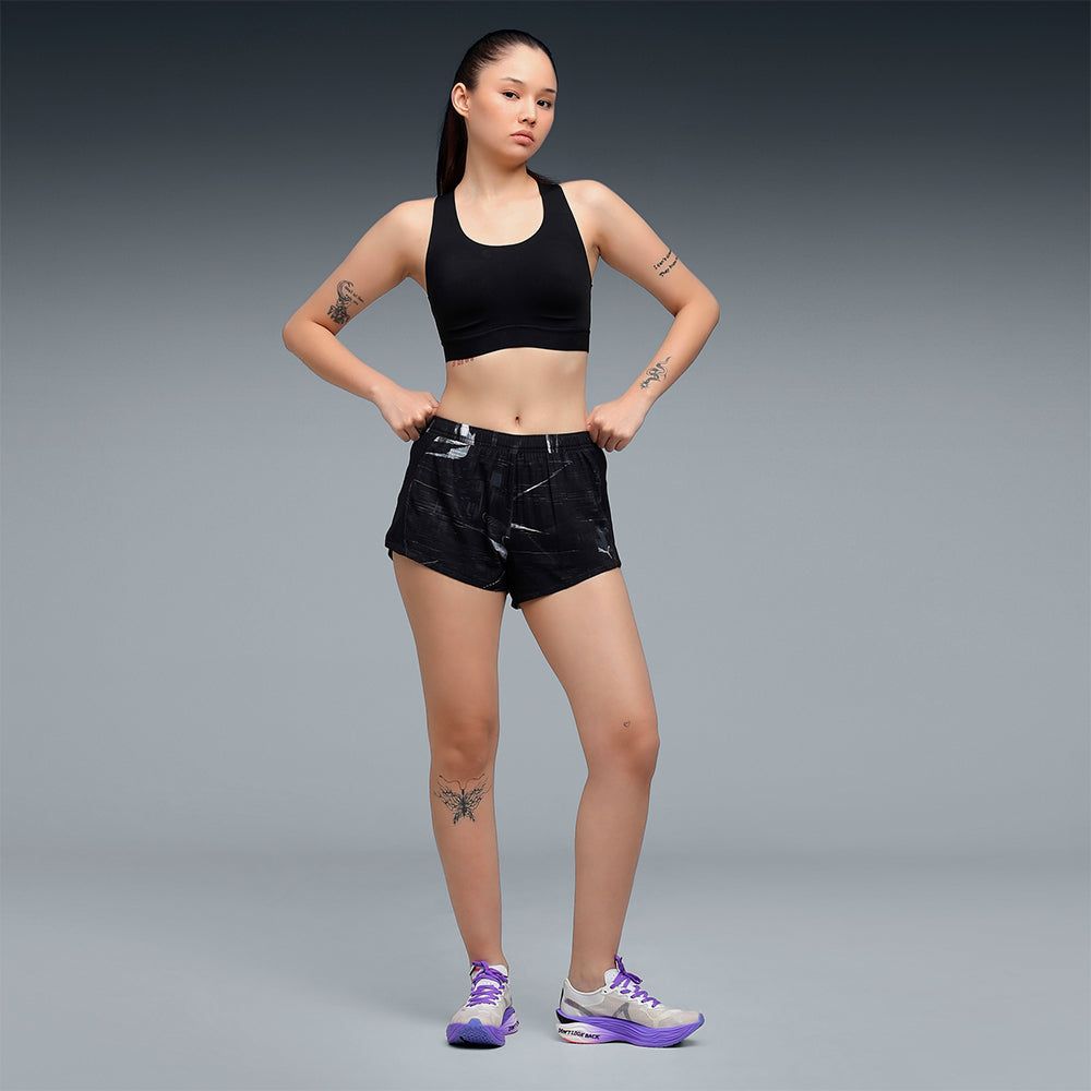 Puma - Quần ngắn nữ Run Velocity Aop 3 Inch Shorts - Black