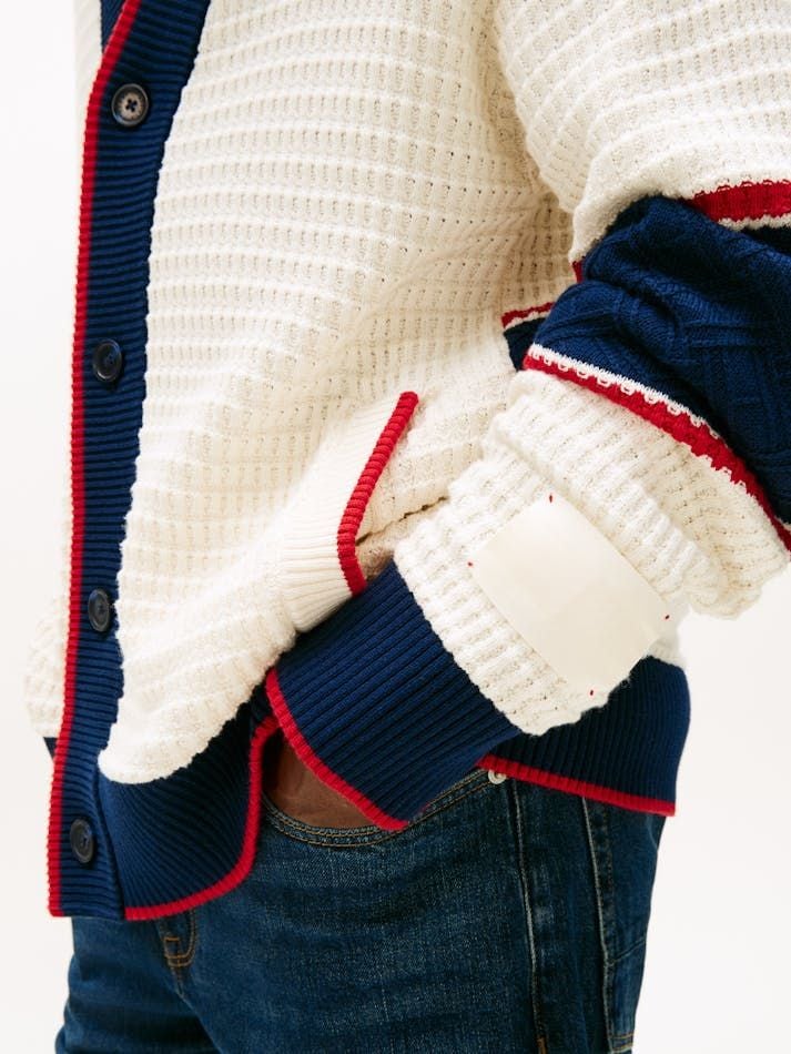 Tommy Hilfiger - Áo khoác len mỏng tay dài nam Colour-Blocked Relaxed Letterman Cardigan