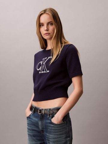Calvin Klein - Áo Len Tay Ngắn Nữ Monogram Cropped Sweater