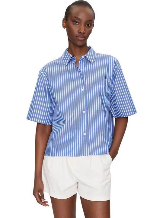 Tommy Hilfiger - Áo sơ mi tay ngắn nữ Poplin Boxy Fit Shirt