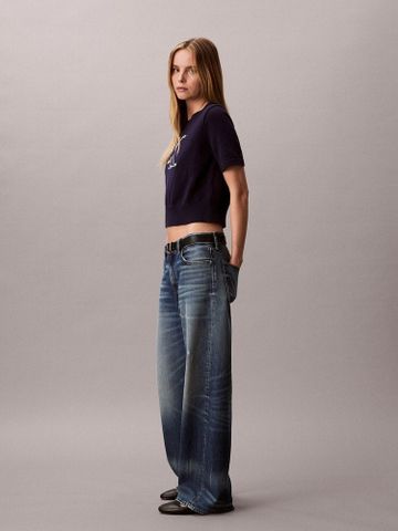 Calvin Klein - Áo Len Tay Ngắn Nữ Monogram Cropped Sweater