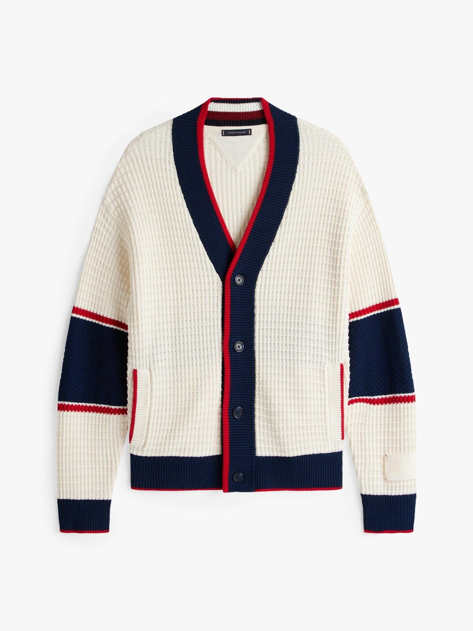 Tommy Hilfiger - Áo khoác len mỏng tay dài nam Colour-Blocked Relaxed Letterman Cardigan