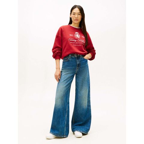 Tommy Hilfiger - Áo nỉ tay dài nữ Varsity Crest Terry Sweatshirt