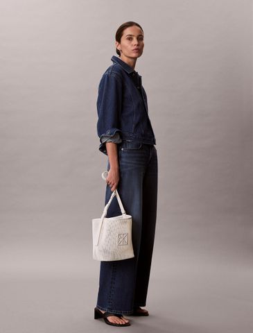 Calvin Klein - Túi Đeo Vai Nữ Mesh Emblem Logo Bucket Bag With Pouch