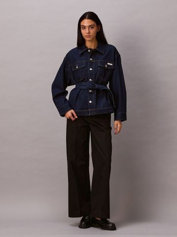 Calvin Klein - Áo Khoác Jean Nữ Denim Cinched Belted Jacket