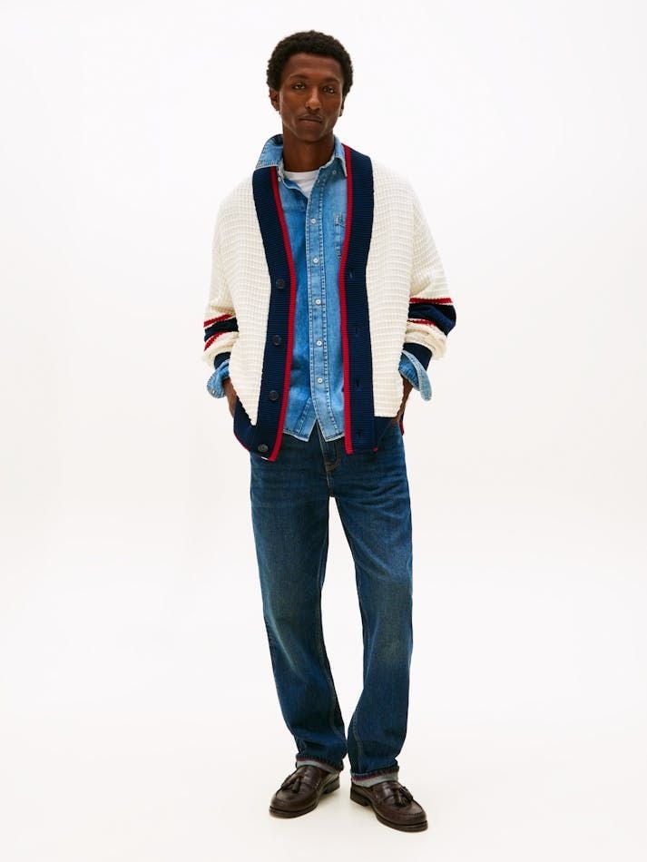 Tommy Hilfiger - Áo khoác len mỏng tay dài nam Colour-Blocked Relaxed Letterman Cardigan