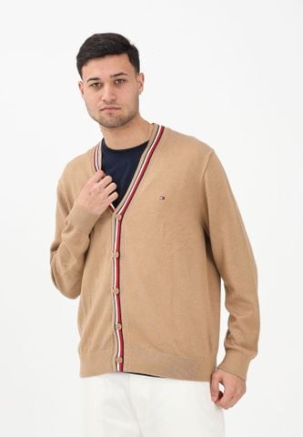 Tommy Hilfiger - Áo khoác len mỏng tay dài nam Men's Beige Cardigan with Exclusive Finishing