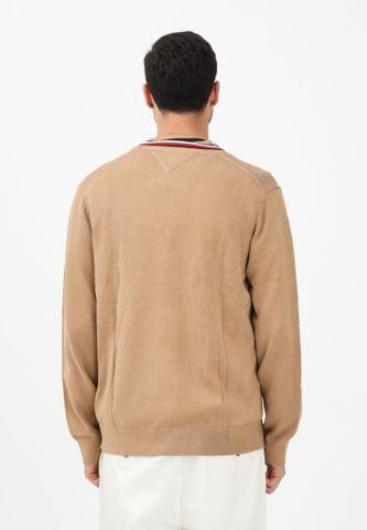 Tommy Hilfiger - Áo khoác len mỏng tay dài nam Men's Beige Cardigan with Exclusive Finishing - 3