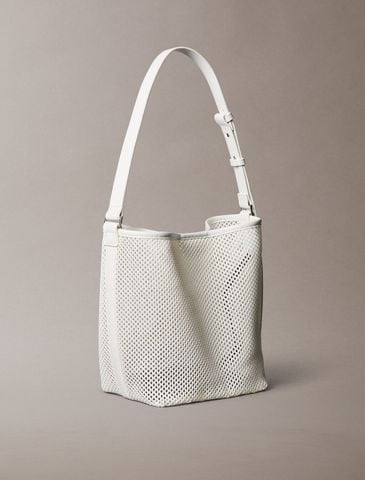 Calvin Klein - Túi Đeo Vai Nữ Mesh Emblem Logo Bucket Bag With Pouch