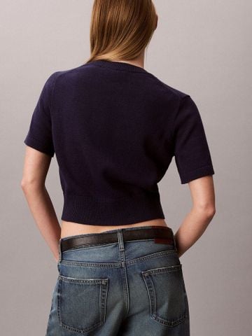 Calvin Klein - Áo Len Tay Ngắn Nữ Monogram Cropped Sweater