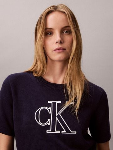 Calvin Klein - Áo Len Tay Ngắn Nữ Monogram Cropped Sweater