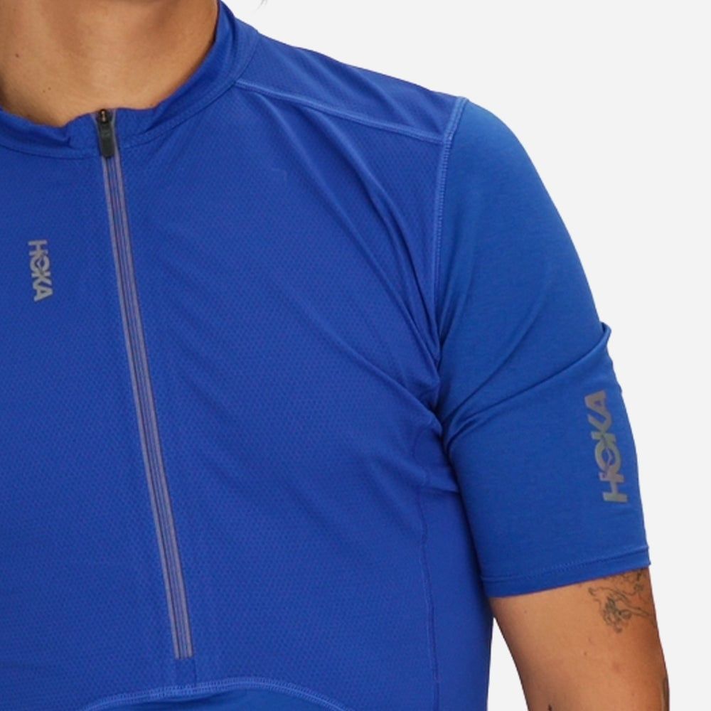 Hoka - Áo thun dáng ôm nam Skybreeze Short Sleeve Zip Running