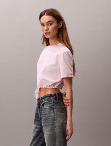 Calvin Klein - Áo Thun Nữ Cropped Tie Waist Logo T-shirt